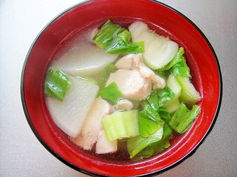 大根と鶏ムネ肉の和風スープ